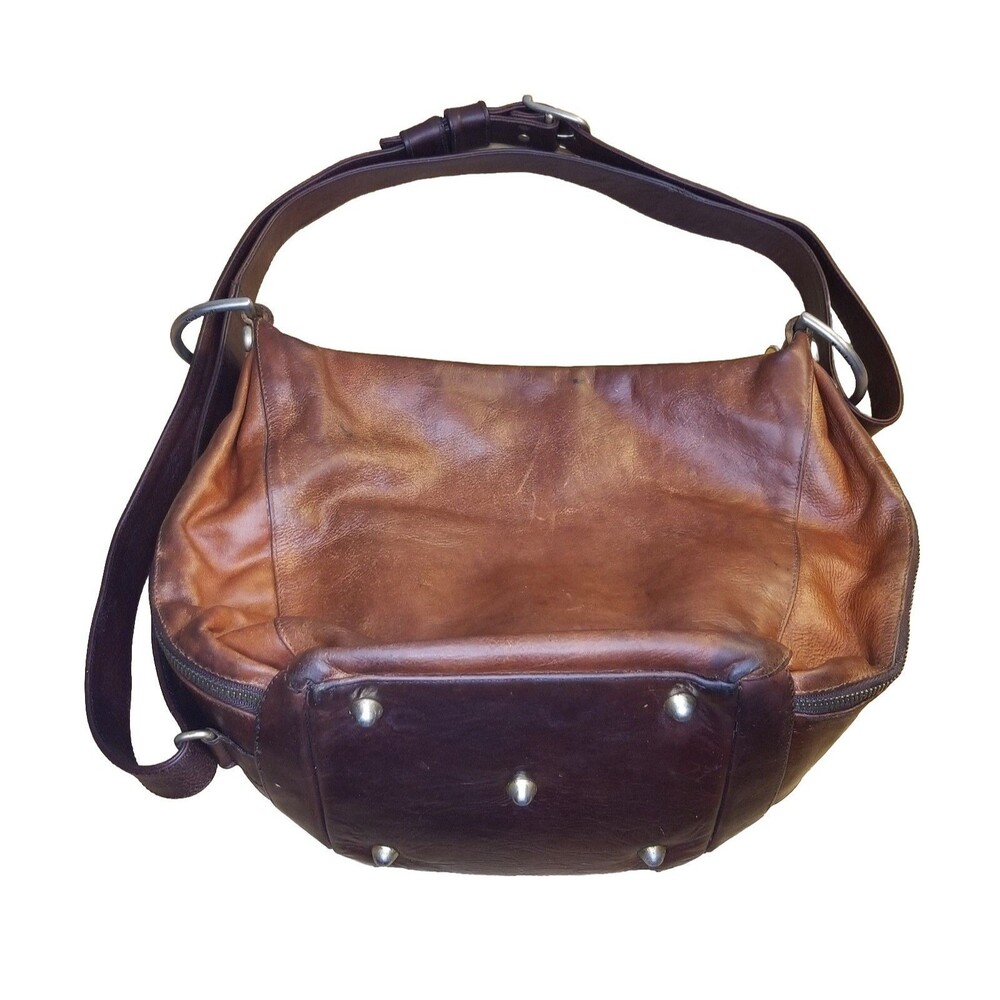 Marino Orlandi Bucket Sling Shoulder Bag Brown Italian Leather Read Description